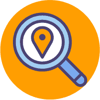 E2BDigital - A digital marketing icon featuring a magnifying glass on an orange background.