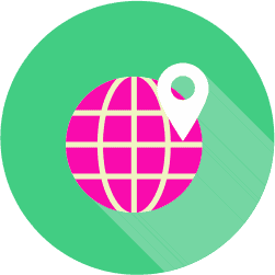 E2BDigital - A digital marketing pin on a pink globe.